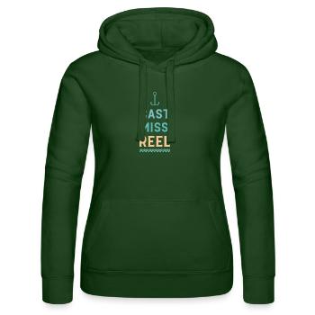 Anchor and Waves Cast Miss Reel - Women’s Hooded Sweater by Russell - bottle green - Front - Liana (172cm)