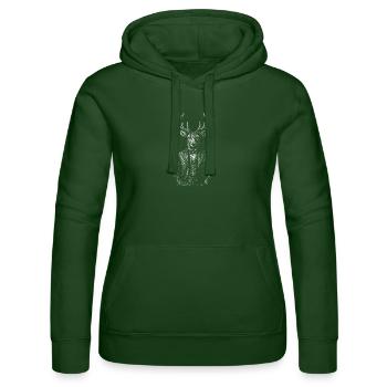 Dapper Deer in a Tailored Suit - Women’s Hooded Sweater by Russell - bottle green - Front - Liana (172cm)