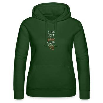 Dont Worry Beach Happy Sommer Spruch - Frauen Kapuzen Sweater von Russell - Flaschengrün - Vorne - Liana (172cm)