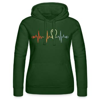 My heart beats for electricity - Women’s Hooded Sweater by Russell - bottle green - Front - Liana (172cm)