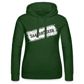 Saarbrücken City Logo Design - Women’s Hooded Sweater by Russell - bottle green - Front - Liana (172cm)