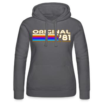 Original 81 Vintage Rainbow - Women’s Hooded Sweater by Russell - black - Front - Marisol (170cm)