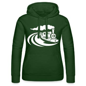 Locomotive - Women’s Hooded Sweater by Russell - bottle green - Front - Liana (172cm)