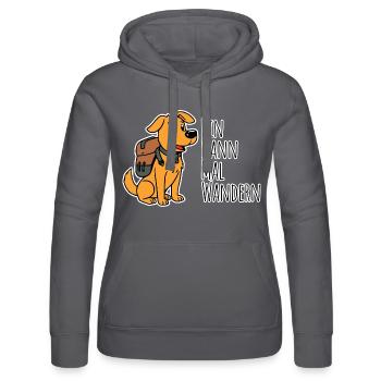 Hund Wanderer - Bin dann mal wandern in den Bergen - Frauen Kapuzen Sweater von Russell - Schwarz - Vorne - Marisol (170cm)