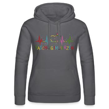 Fasching im Herzen - Frauen Kapuzen Sweater von Russell -  - Vorne - Marisol (170cm)