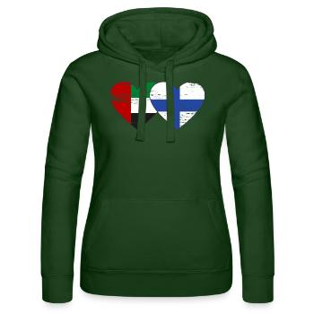 Vereinigte Arabische Emirate Finnland Flagge Herz - Frauen Kapuzen Sweater von Russell - Flaschengrün - Vorne - Liana (172cm)
