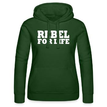 Rebel for life - Women’s Hooded Sweater by Russell - bottle green - Front - Liana (172cm)