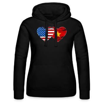 USA Vietnam Flagge Herz used - Frauen Kapuzen Sweater von Russell - Schwarz - Vorne - Marisol (170cm)