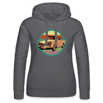 Design rétro Trabbi DDR cool en look usé - Sweat à capuche Russell Femme - noir - Devant - Marisol (170cm)