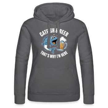 Catfish and beer, That's why I'm here - Women’s Hooded Sweater by Russell - grey - Front - Marisol (170cm)