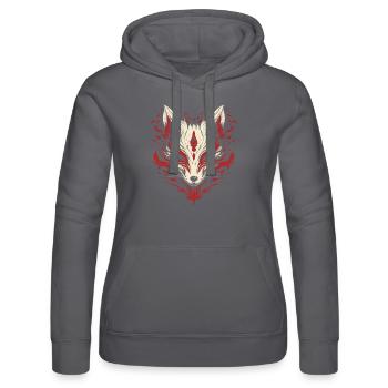 Japan Kitsune Fuchs Maske - Frauen Kapuzen Sweater von Russell - Schwarz - Vorne - Marisol (170cm)