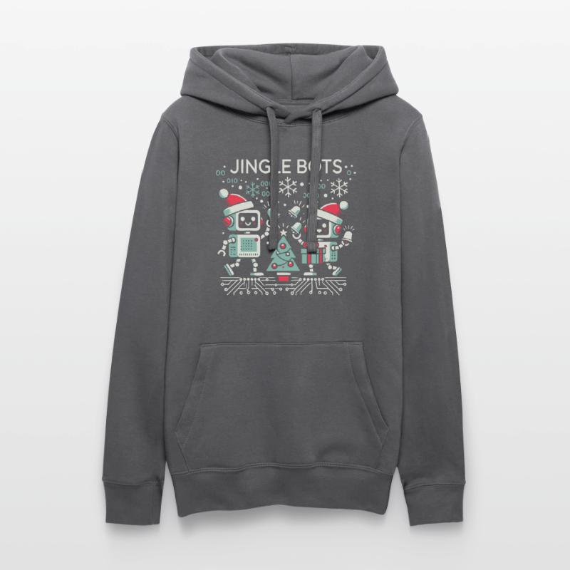 Jingle Bots - Christmas Robots with Binary Code Women’s Hooded Sweater by Russell