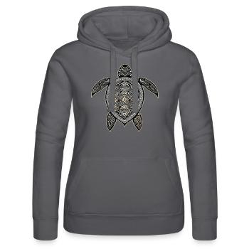 Tortue symbole maori II - Sweat à capuche Russell Femme - noir - Devant - Marisol (170cm)