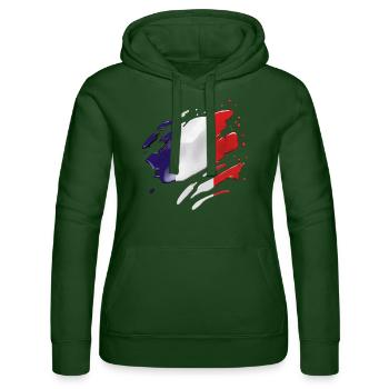 FRANKREICH FAHNE FLAGGE FRANKREICH - Frauen Kapuzen Sweater von Russell - Flaschengrün - Vorne - Liana (172cm)