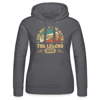 Birthday present - born in February 2019 - Women’s Hooded Sweater by Russell - black - Front - Marisol (170cm)
