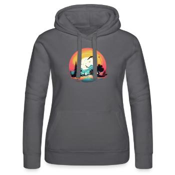 Coucher de soleil - Sweat à capuche Russell Femme - noir - Devant - Marisol (170cm)