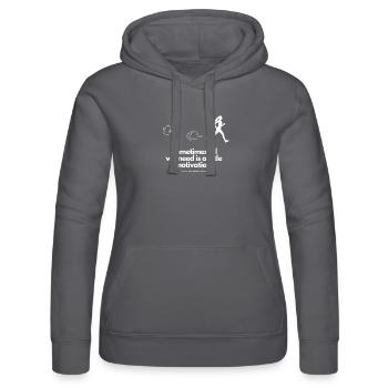 Extra Portion Motivation für Läuferin Handy - Frauen Kapuzen Sweater von Russell - Schwarz - Vorne - Marisol (170cm)