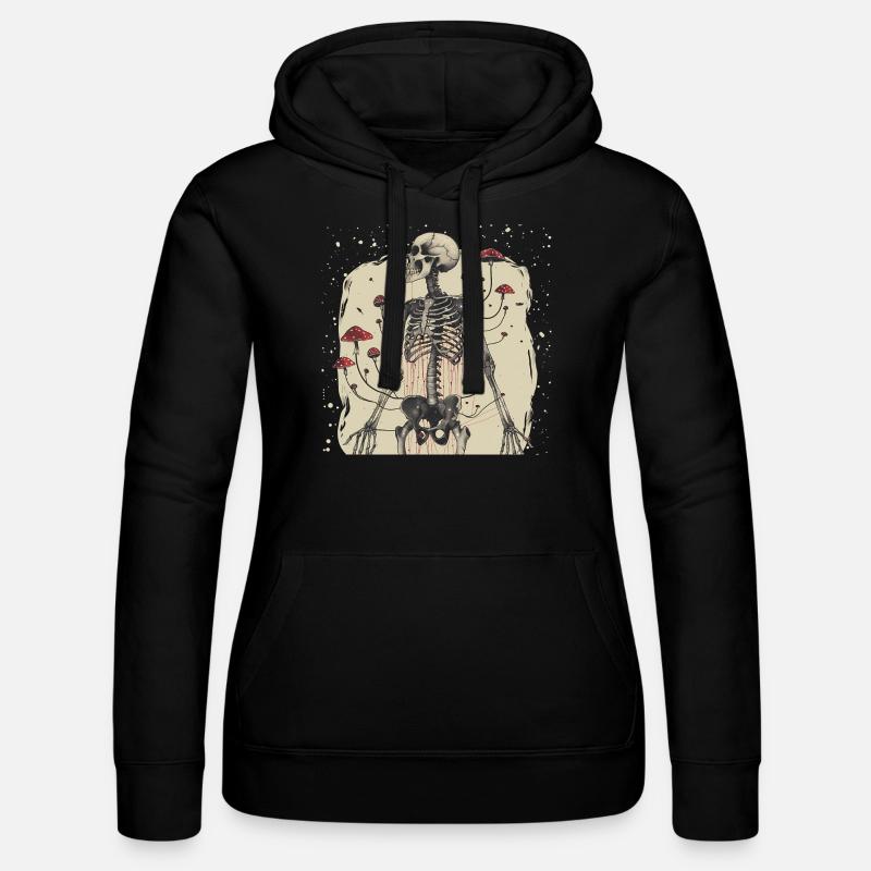 Morbid Horror Toadstool Skeleton - Women’s Hooded Sweater by Russell - black