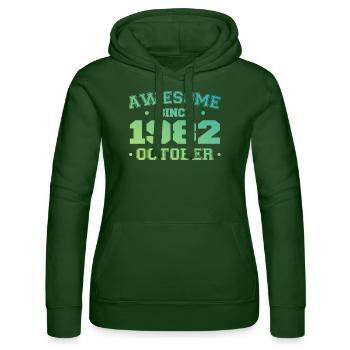 Oktober 1982 - Oktober 1982 Geburtstagsgeschenk - Frauen Kapuzen Sweater von Russell - Flaschengrün - Vorne - Liana (172cm)