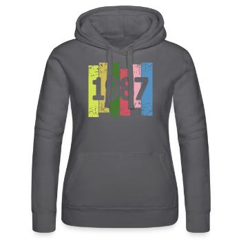 Lustig 1987 - Women’s Hooded Sweater by Russell - black - Front - Marisol (170cm)