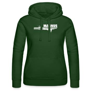 Farbklecks Magnus - Frauen Kapuzen Sweater von Russell - Flaschengrün - Vorne - Liana (172cm)