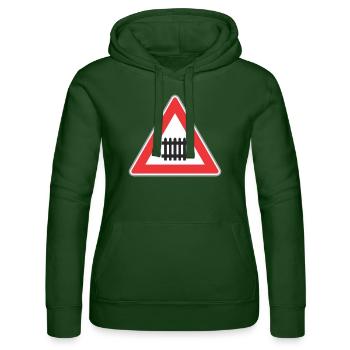 Road sign train way - Women’s Hooded Sweater by Russell - bottle green - Front - Liana (172cm)