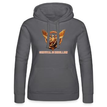 Tribute von Panem, Ueberleben ist Rebellion - Frauen Kapuzen Sweater von Russell - Schwarz - Vorne - Marisol (170cm)
