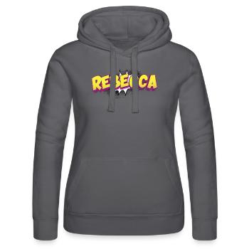 Rebecca Nom personnalisé Style bande dessinée Pop Art, - Sweat à capuche Russell Femme - noir - Devant - Marisol (170cm)