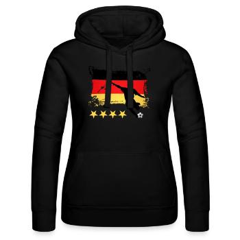 Fußball Deutschland - 4 Sterne - Frauen Kapuzen Sweater von Russell - Schwarz - Vorne - Marisol (170cm)