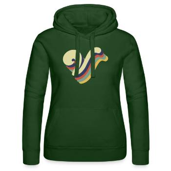 Lettre v rétro - Sweat à capuche Russell Femme - vert bouteille - Devant - Liana (172cm)