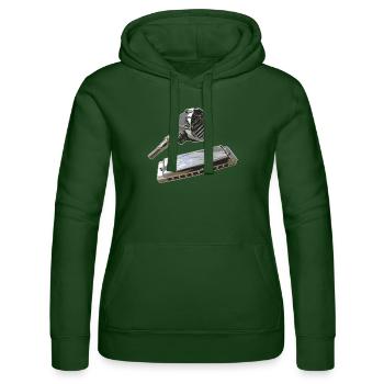 122frei_ton - Frauen Kapuzen Sweater von Russell - Flaschengrün - Vorne - Liana (172cm)