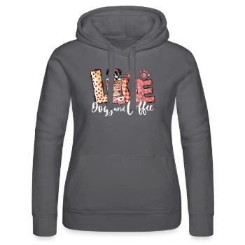 Boxer Hund Kaffee Liebhaber Hund Mama Valentinstag - Frauen Kapuzen Sweater von Russell - Schwarz - Vorne - Marisol (170cm)