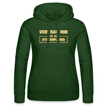 Funny System Planner - Women’s Hooded Sweater by Russell - bottle green - Front - Liana (172cm)