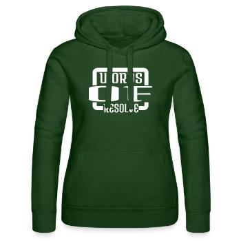 Staying Determined Conversation Starters - Women’s Hooded Sweater by Russell - bottle green - Front - Liana (172cm)