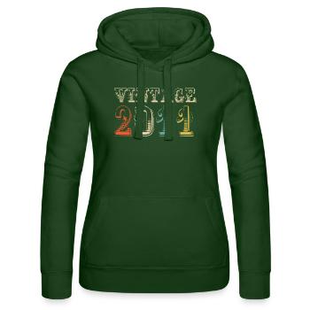Vintage 2011- 13 rd birthday - 13 ans - Sweat à capuche Russell Femme - vert bouteille - Devant - Liana (172cm)