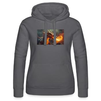 Ein realistischer, majestätischer dunkler Drache, der Flammen speit - Frauen Kapuzen Sweater von Russell - Schwarz - Vorne - Marisol (170cm)