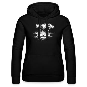 Korsika als Party - Frauen Kapuzen Sweater von Russell - Schwarz - Vorne - Marisol (170cm)
