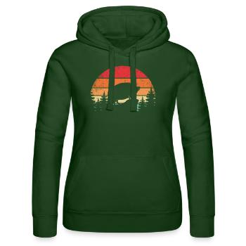 Retro Pig Poop-bellied Pig - Women’s Hooded Sweater by Russell - bottle green - Front - Liana (172cm)