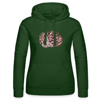 Hedgehog - Women’s Hooded Sweater by Russell - bottle green - Front - Liana (172cm)