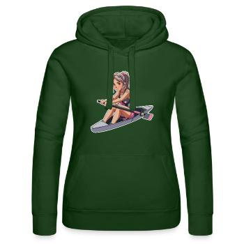 Rower Girl Graphic - Women’s Hooded Sweater by Russell - bottle green - Front - Liana (172cm)