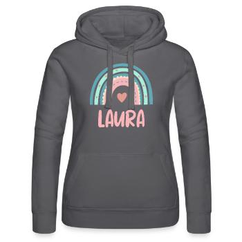 Laura Name Regenbogen Baby - Frauen Kapuzen Sweater von Russell - Schwarz - Vorne - Marisol (170cm)