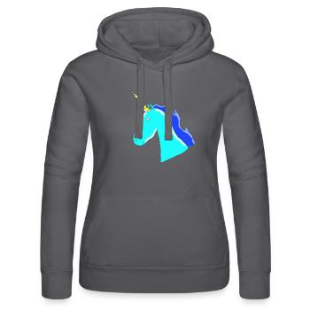 Einhorn Unicorn Geschenk Idee Blau Horn Schweif - Frauen Kapuzen Sweater von Russell - Schwarz - Vorne - Marisol (170cm)