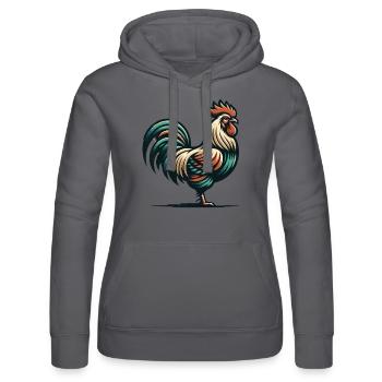 Rustic Rooster Charm - Women’s Hooded Sweater by Russell - black - Front - Marisol (170cm)