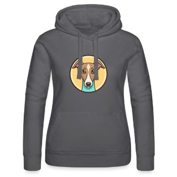 Whippet Hund Rasse Cartoon Figur Kawaii Clipart - Frauen Kapuzen Sweater von Russell - Schwarz - Vorne - Marisol (170cm)