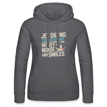 Jetskiing Money Into Noise And Smiles Quote  - Women’s Hooded Sweater by Russell - black - Front - Marisol (170cm)