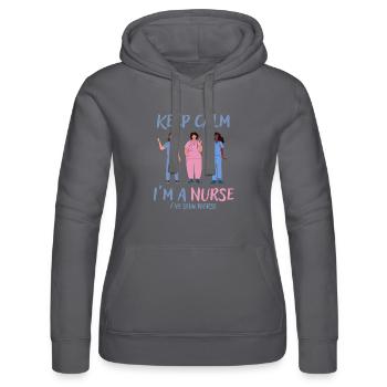 Bleib ruhig, ich bin Krankenschwester - Frauen Kapuzen Sweater von Russell - Schwarz - Vorne - Marisol (170cm)