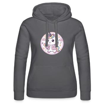 Kawaii Unicorn Pastel Magic - Mignon & Mignon - Sweat à capuche Russell Femme - noir - Devant - Marisol (170cm)