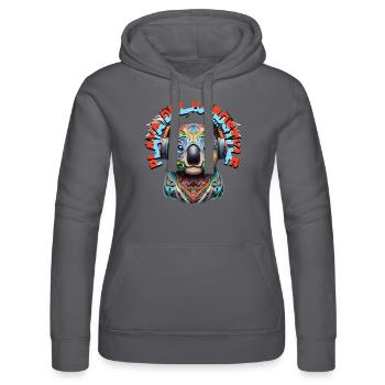 PLAYA DEL HARDSTYLE – Cute Koala Bear & Headphones - Women’s Hooded Sweater by Russell - black - Front - Marisol (170cm)