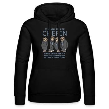 Stolze Chefin unglaublich fleißiges Team Faultiere - Frauen Kapuzen Sweater von Russell - Schwarz - Vorne - Marisol (170cm)