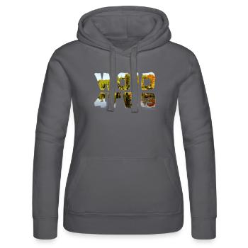 woid4tla - Wald4tler, Austrian dialect - Women’s Hooded Sweater by Russell - black - Front - Marisol (170cm)